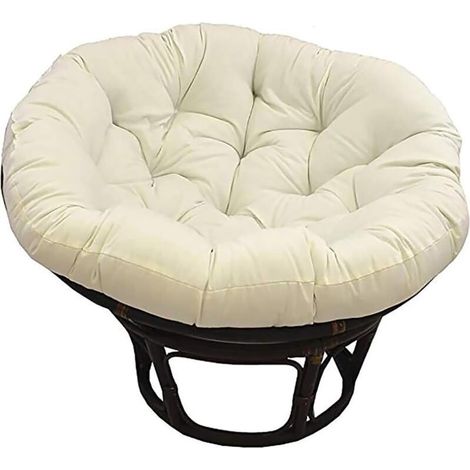 Coussin de Jardin Rond Lavable Blanc CASSÉ 100x100 cm avec Sangles Imperméables- (1/4)