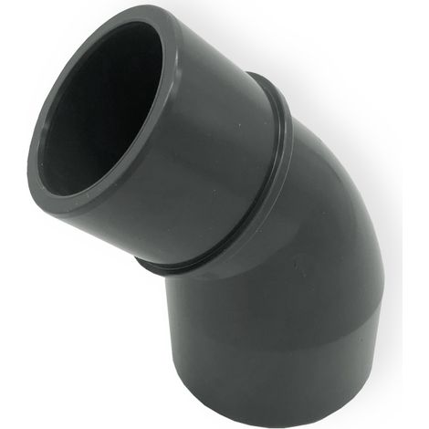 Mega Winkel 45° PVC-U 40/50 mm x 50 mm Klebemuffe/Klebestutzen x Klebemuffe 10 bar, grau (1/2)