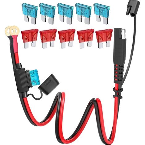 2 SAE-Stecker, 10AWG-Kabel, O-Ring-Anschluss, 15A-Sicherung, Motorradfahrzeug (1/5)
