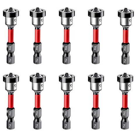 10pcs embout de vissage pour plaque de plâtre, PH2 magnétique Positioning embout de tournevis, 1/4" queue hexagonale