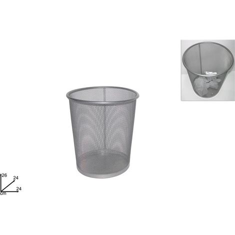 Cestino Gettacarte da Ufficio Cameraretta in Metallo Forato Silver 26 x 24 cm (1/2)