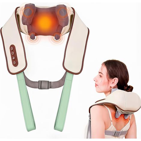 6D Masseur Cervical, Sans Fil Masseur dos et Cervicales  Massage par Pétrissage, 2 Niveaux de Chauffage et Housse Lavable, pour Cou, Dos, Jambes, Épaules, Cadeaux pour Hommes, Femme (1/5)