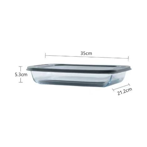 Plat en verre - IBILI - 35 x 21.2 cm - Couvercle souple - 2,2 litres - Compatible lave-vaisselle