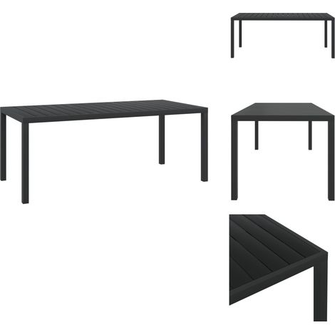 Table de jardin Noir 185 x 90 x 74 cm Aluminium et WPC - Table De Jardin - Table Extérieure - Mobilier De Jardin - Table En Aluminium - Table Résistante Aux Intempéries (1/5)