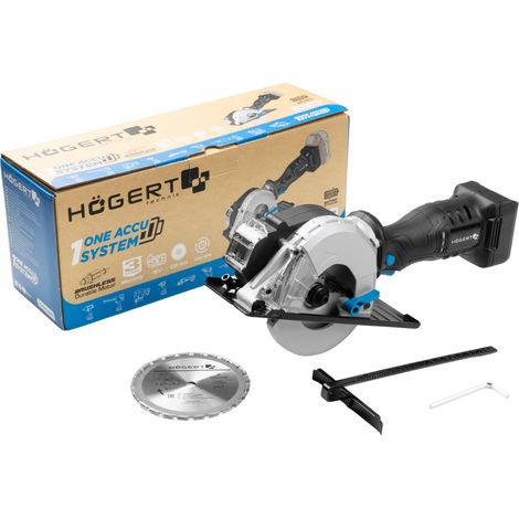 Scie circulaire sans fil 18V brushless, mini scie circulaire métal 120 mm, profondeur de coupe 41,5 mm, 4000 tr/min, guide parallèle, sans batterie (1/5)