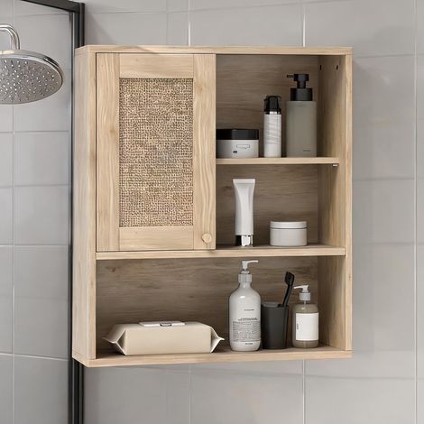 Meuble de salle de bain bois naturel 60 x 19,8 x 65 cm (1/5)