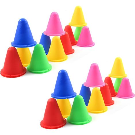 Mini Slalom Cônes,60 PCS Cone Plastique Coloré Football Obstacle Cônes de Formation Route pour La Formation des Enfants Patinage à roulettes Coupe-Vent Sports Roadblock (1/5)