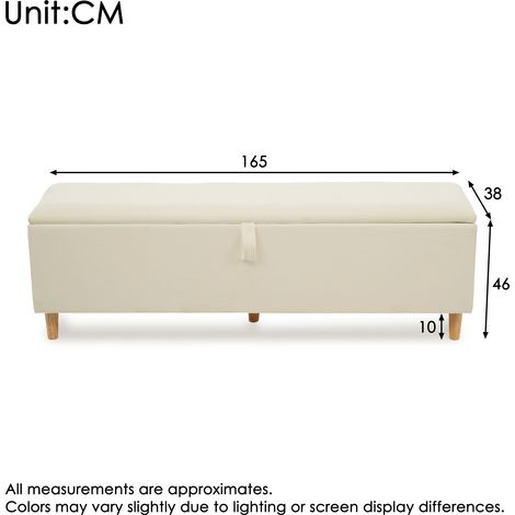 Banc de lit avec rangement hydraulique velours côtelé beige 165 x 38 cm