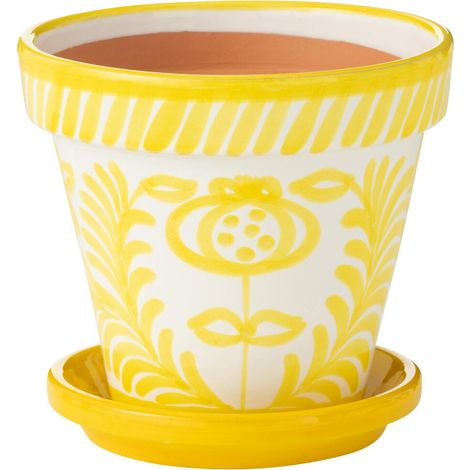 Pot Avec Soucoupe en Céramique "Granada" 27cm Jaune (1/3)