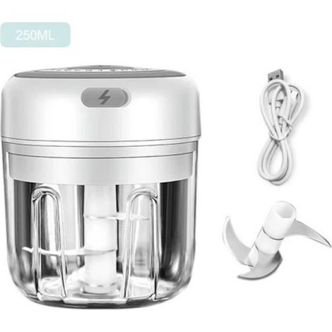Gar1995Masher-Mini hachoir électrique pour légumes,viande,salade,oignon,coupe-herbe,robot de cuisine- white-250ML