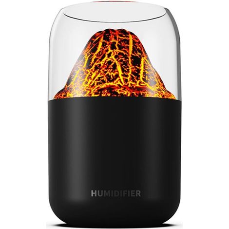Umidificatore d'aria portatile da 300 ml, piccolo vulcano fresco, USB, luce notturna a LED, umidificatore da tavolo con 2 modalità, luce d'atmosfera a colori variabili (1/4)