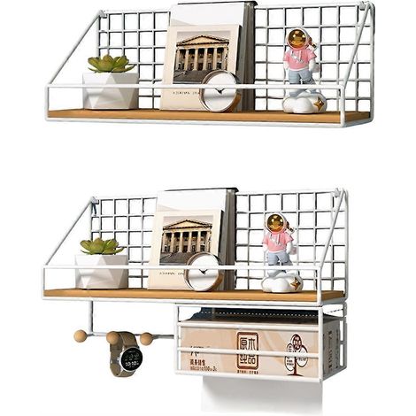 Wandregal, schwebendes Wandregal, dekoratives Ablagefach fürs Schlafzimmer, weiß (1/5)