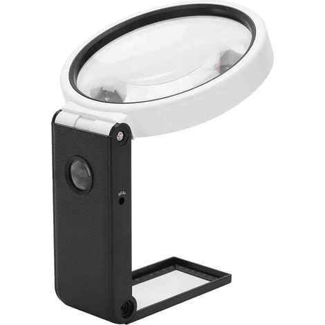 Loupe avec éclairage LED - Grossissement 25x - Loupe debout et à main pour la lecture et les loisirs - 1 pièce - Blanc (1/5)
