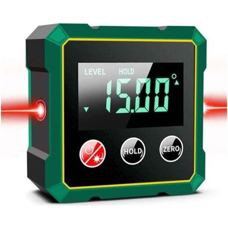 Inclinomètre Magnétique Numérique avec Laser Electronique, Niveau Numérique USB Rechargeable, Base Magnétique Forte et Ecran LCD Rétro éclairé, Rapporteur Inclinomètre pour le Travail du Bois (A) (1/5)