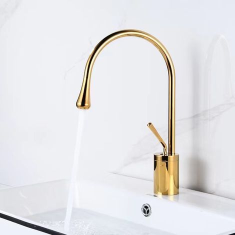 Cross-border European style drip tap, swivel countertop bathroom faucet, basin tap with hot and cold water, best-selling item - gold [low profile]