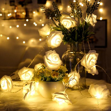 Guirlande lumineuse roses artificielles pour mariage fête décoration Blanc chaud (1/3)