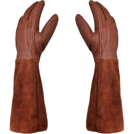 Gants de jardinage unisexes - Paire de Gants de Jardinage - Protection Cuir - Gants de Jardinage pour les épines et Ronces et Gants de Travail--Marron--M (1/5)
