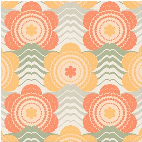 Retro wallpaper wall Profhome 395394 hot embossed non-woven wallpaper slightly textured with floral pattern matt orange moss grey ochre yellow olive green 4,5 m2 (1/5)