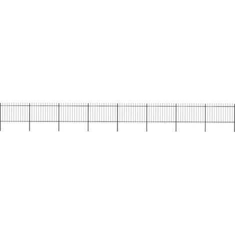 Clôture de jardin Brise vue  Panneau de clôture avec dessus en lance Acier 13,6 x 1,2 m Noir 82670
