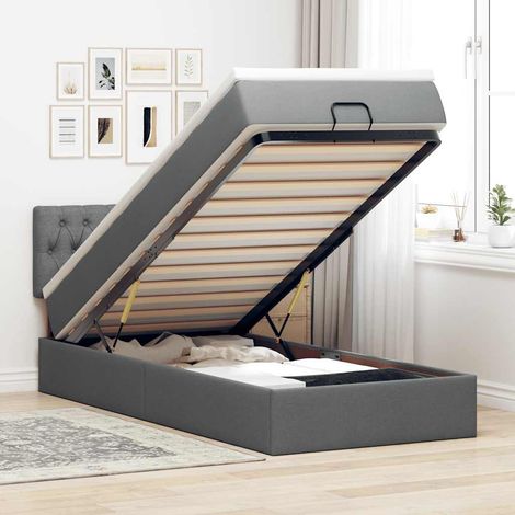 vidaXL Lit ottoman avec matelas et LED Gris foncé 80x200cm tissu (1/5)