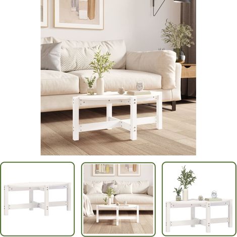Table basse de salon, Table Café, Blanc 87x48x35 cm Bois massif de pin OIB9180E
