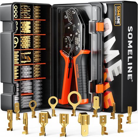 Pince à Sertir pour Connecteur Bêche avec 12 Sortes Connecteurs Mâles Femelles Pour câble 0,25-2,5 mm², Pince à Sertir les Cosses de Fils (1/5)