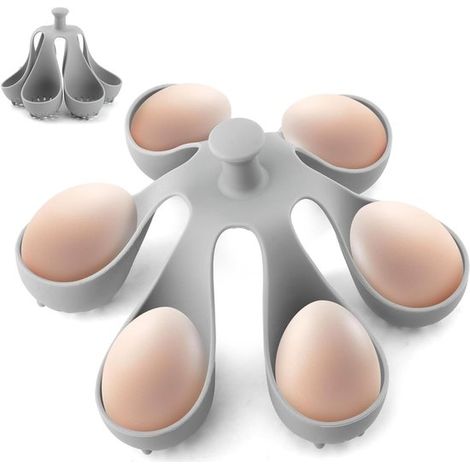 Cocedor de huevos - Capacidad para 6 huevos - Cocción rápida y asa segura - Rejilla para guardar en el refrigerador - Para la familia y la cocina (1/5)