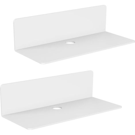 2PCS Étagère Murale Flottante en Acrylique, 23 9.5cm, Etagere Adhésive sans Percer avec 4 Clips Câble, Petite Étagère pour Bureau, Salle de Bain, Cuisine, Chambre à Coucher, Blanc (1/5)