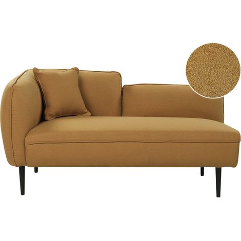 Chaise longue bouclé con cojín patas de metal mostaza izquierdo Chevannes (1/5)