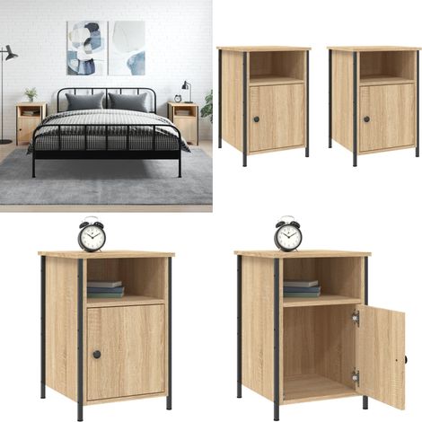 Comodini 2 pz Rovere Sonoma 40x42x60 cm in Legno Multistrato - Comodino con piano - Comodino con ripiani