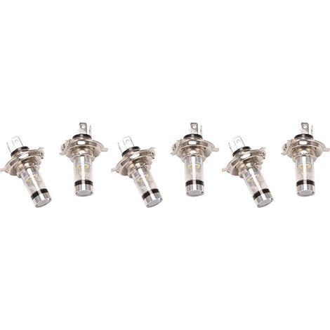 Lot de 6 ampoules LED H4 9003 HB2 pour phares de moto, feux de route et de croisement HID, blanc 6500K (1/2)