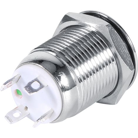 12 mm wasserdichter Metall-Momentantaster mit hoher Einbauhöhe, 4 Pins, grüner LED, 3 V (1/2)