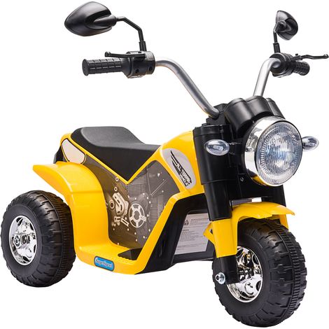 6V Kids Electric Motorbike 3 Wheels Ride On Toy with Horn Headlights Realistic Sounds for Girl Boy 18 - 36 Months Yellow
