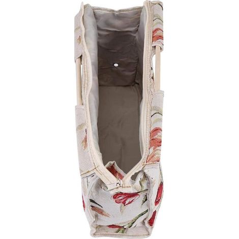 Sac tricoté, sac de rangement en tissu tissé avec poignée en bois (1/2)