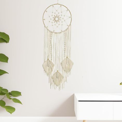 Attrape-rêves en macramé - Tenture murale tissée à la main - Décoration d'intérieur - Cadeau de bricolage pour chambre à coucher et salon (1/5)