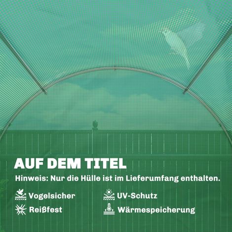Serre tunnel 4x2m, bâche jardin imperméable avec porte, 8 ouvertures, protection UV, polyéthylène résistant vert (1/5)