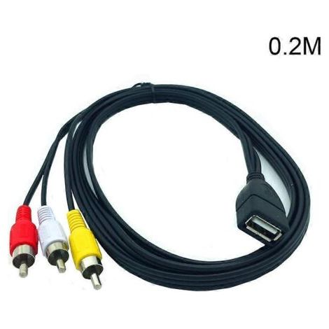 Câble USB vers 3RCA, adaptateur USB A femelle vers 3RCA mâle, vidéo, audio et composite - 0,2 m (1/5)