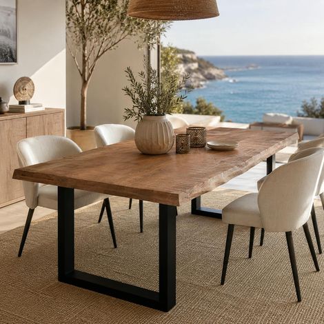 Table à manger en bois à bords naturels 240 cm FULTON (1/5)