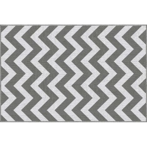 Wasserdichter Outdoor-Teppich aus Polypropylen 121 x 182 cm hellgrau/weiß für Balkon (1/5)