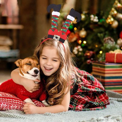 Weihnachtsstirnband für Kinder mit Lichtern, Elfenbein-Haarband, Haarschmuck für Kinder, Kopfbedeckung für Weihnachtsfeiern und Kostümpartys (1/5)