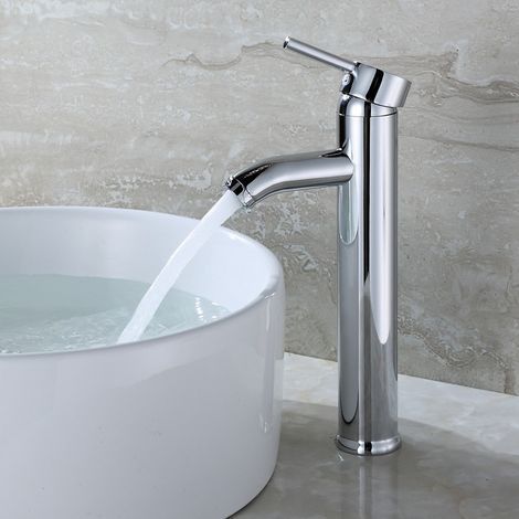 Robinet monotrou, robinet surélevé avec tuyau d'arrivée d'eau de 60 mm de long et tuyau d'arrivée d'eau de 3/8 mm (1/5)
