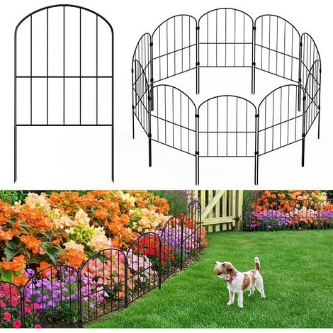 Decorative Garden Fence - Metal Wire Border Dog Border Floral Border for Yard Landscape Patio Outdoor Decor Arched 27ft W x 24in H (1/5)