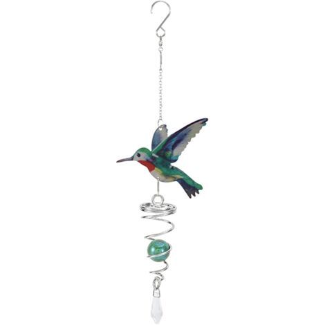 3D stéréoscopique européenne cloche à vent en acier inoxydable, pendentif en métal de jardin à la maison, petit oiseau coloré (1/5)