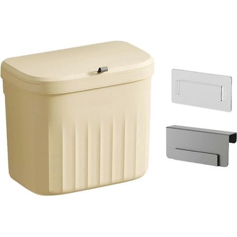 Hängender Abfalleimer/Küchenkomposteimer mit Schiebedeckel, montierbarer Komposteimer für Schlafzimmer, Küchenarbeitsplatte, Camping-Yellow 8.5L (1/5)