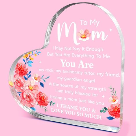 Plaque acrylique cœur décoratif à poser, objet bureau élégant, cadeau souvenir（10 cm) (1/4)