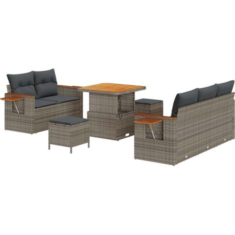 Garden Sofa Set 8 pcs Grey Poly Rattan vidaXL (1/5)