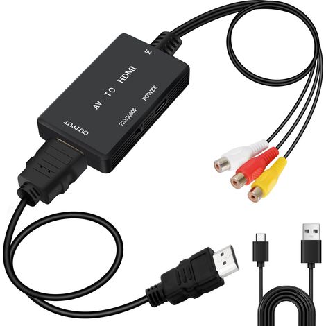 Convertitore audio video composito CVBS RCA 1080P per fotocamera/PS2/SNES/VHS/Xbox/PS4/TV/VCR/DVD/Wii/Supporta PAL/NTSC