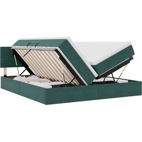 Lit coffre avec matelas, vert foncé, 90 x 200 cm (1/5)