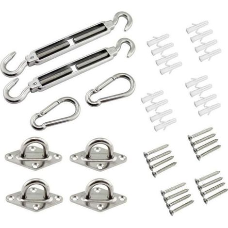 Kit de Fixation pour Voile D'ombrage, Kit Accessoires de Fixation de Matériel pour Voile D'ombrage en Acier Inoxydable (40 pcs) (1/5)