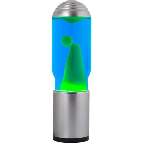 ITotal XL2199 Lampe à Lave avec Base Argentée, Liquide Bleu et Cire Verte (1/5)